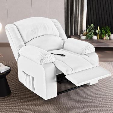 Imagem de Poltrona do Papai Reclinável Sala de Cinema Madrid Controle Power Elétrico USB PU Branco  G23