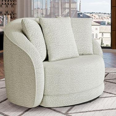 Imagem de Poltrona Decorativa Base Giratória Galáxia com Almofadas Boucle Off White G45 - Gran Belo