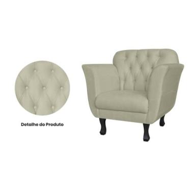Imagem de Kit 2 Poltronas Decorativa Dália Suede Bege Pés Madeira Mz Decor - Maz
