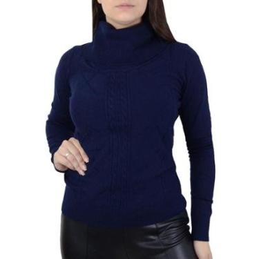 Imagem de Blusa Feminina Facinelli By Mooncity Tricot Marinho - 651032-Feminino