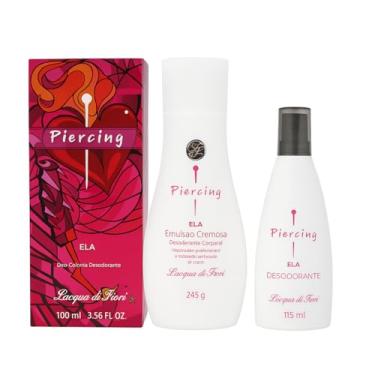 Imagem de L'acqua Di Fiori Piercing Kit com Perfume Ela, Hidratante Cremoso e Desodorante, 3 Peças, 100ml + 245g + 115ml