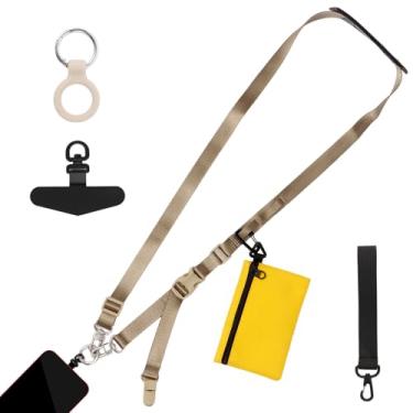 Imagem de Long Pond Alça multifuncional para celular com carteira removível | Alça transversal com anel de silicone para garrafa de água e âncoras táticas | Cordão de celular para viagens, shows, corrida