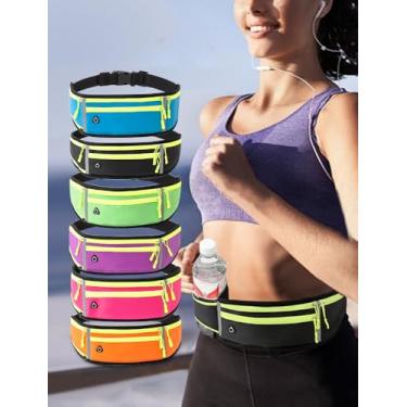 Imagem de Bolsa de cintura para corrida com multifuncional refletiva, bolsa de telefone à prova d'água e suporte de garrafa, cinto esportivo ajustável para dinheiro com porta de fone de ouvido, Verde, Mochilas