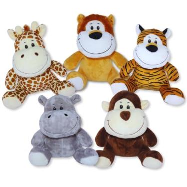 Imagem de Kit 5 Bichos de Pelúcia Safari Animais de Pelúcia Plush Incríveis Fizzy Toys FC2825
