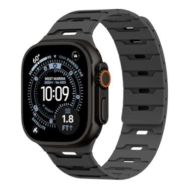 Imagem de Pulseira de silicone magnética para Apple Watch 49 mm, 46 mm, 45 mm, 44 mm, 42 mm, 41 mm, 40 mm, 38 mm, feminino e masculino, pulseira de borracha à prova d'água para iWatch Ultra 3 /SE 3/Series 11 10