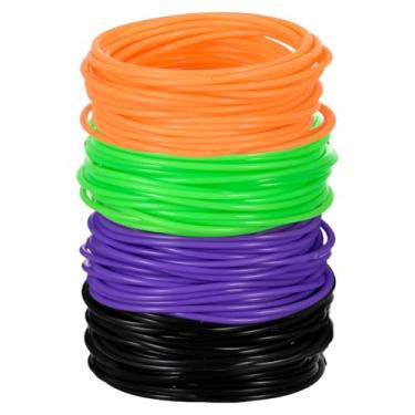 Imagem de Clysee 120 pulseiras de silicone dos anos 80, pulseiras de borracha de gel elástico neon elásticos para cabelo lembrancinhas de festa dos anos 80 (preto, laranja, roxo, verde)