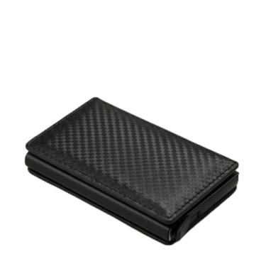 Imagem de Carteira masculina fina minimalista com bloqueio frontal para cartão de crédito, bolso frontal, organizador de cartões de visita