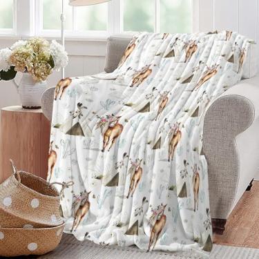 Imagem de Cobertor de cavalo rústico boho amante de cavalos cobertor super macio de lã quente flanela cacto ocidental presentes para bebês, crianças, meninas, mulheres, meninos, para sofá-cama 101 x 127 cm