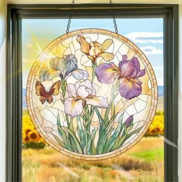 Imagem de Acrílico colorido, apanhador de sol, decoração de janela suspensa de flores, arte de parede de arco-íris, para quarto, varanda, interior e exterior, jardim, enfeites de Natal, decoração 19 x 19 cm