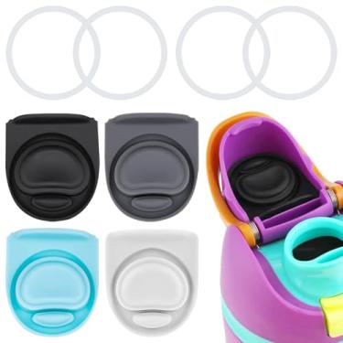 Imagem de 4 peças de rolha de substituição e 4 peças de anel compatíveis com Owala FreeSip 680.4 g 947.2 g, tampa de vedação superior de garrafa de água para Owala 16/19/24/32/1,134 g tampa de boca de garrafa