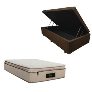 Imagem de Cama Box Baú Blindada com Colchão Cloud Molas Ensacadas C/Pillowtop 32cm (SUEDE MARROM, Solteiro)