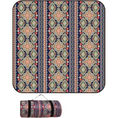 Imagem de Manta De Piquenique Extra Grande 300x300, Dobrável E Portátil, à Prova D'água, Carpete Grosso De 3 Camadas Para Barracas Grandes Com Alça De Transporte Para Camping, Parque E Jar, F