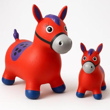 Imagem de Cavalinho Upa Upa Grande Pula Pula Musical Borracha Resistente Inflável VERDE, AZUL, VERMELHO, ROSA (Vermelho)