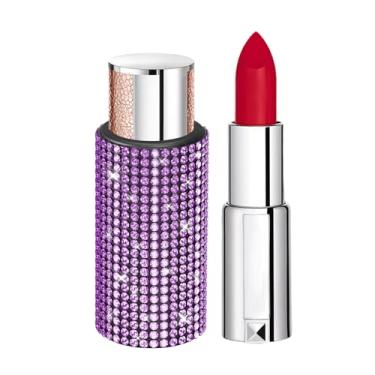 Imagem de Lyxheth Suporte de batom vertical para carro, suporte de brilho labial para carro, suporte de protetor labial com strass cintilante para interior automotivo, acessórios automotivos, suporte de batom