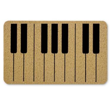 Imagem de Qnhij Tapetes engraçados de boas-vindas de piano para porta da frente, tapete de porta de presentes de piano, capacho de instrumentos musicais para varanda externa, entrada interna, tapete de banho