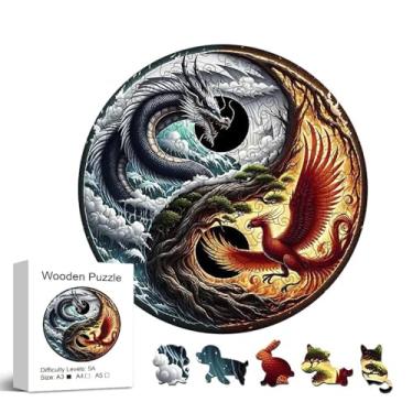Imagem de Quebra Cabeça de Madeira Dragão & Fênix, Wooden Puzzle | Diversão para toda família (A3)