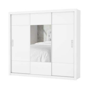 Imagem de Guarda Roupa Casal Lotse 3 Portas De Correr Com Espelho Carioca Moveis Branco