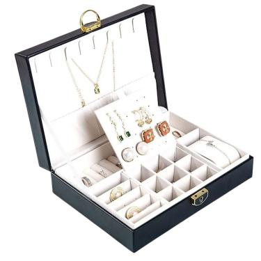 Imagem de Porta Joias Cordao Brinco Anel Pulseira Relogio Estojo Caixa Armazenamento Penteadeira Mesa Bancada Acessorio