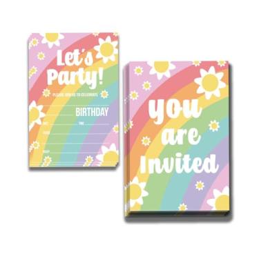 Imagem de Qwertirsr Convites de aniversário fofos Let's Play Design dupla face (25 cartões + envelopes) com envelopes, convites de festa de aniversário para crianças, meninos, meninas, lembrancinhas e