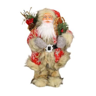 Imagem de predolo Enfeite de Natal Papai Noel de 40 Cm, Decoração Natalina para Mesa, Estátua Decorativa de Natal para Lareira Ou Prateleira, Carregando Lenha, Tamanho real