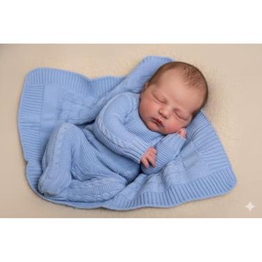 Imagem de Saida de Maternidade Tricot Luxo Unissex – Kit com Manta e Macacão para Recém-Nascido