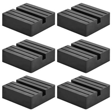 Imagem de Almofadas de borracha para macaco de chão de 6 peças, 7 x 7 x 0,98 cm, almofadas antiderrapantes com moldura ranhurada para elevação de carro