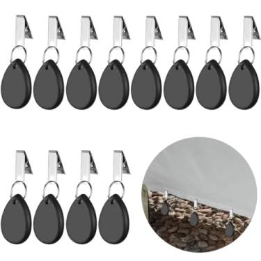 Imagem de Chewtoyo Pesos de toalha de mesa de pedra de mármore com clipes de aço inoxidável, 12 peças de pesos de toalha de mesa, pingentes de toalha de mesa para piquenique interno e externo, festa de