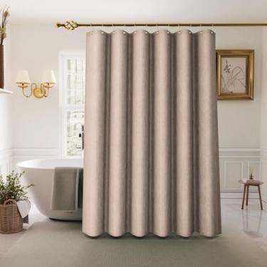 Imagem de Cortina de chuveiro Inhousolu Boho Farmhouse com conjunto de forro de tecido, textura de linho sintético, bainha ponderada de luxo com 14 ganchos de metal, cortina de banho lavável sem rugas para