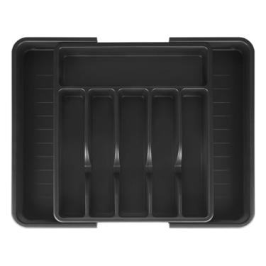 Imagem de Organizador expansível de talheres – Bandeja de utensílios ajustável e organizador de talheres, divisor de talheres de plástico sem BPA, organizador de gaveta de cozinha antiderrapante (serve para