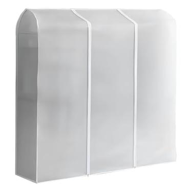 Imagem de Bolsa de vestuário, capa de cabideiro com zíper duplo, qualidade Peva, 78,7 x 19,61 x 150,1 cm (200 x 50 x 150 cm), à prova d'água à prova de poeira, fácil acesso, design meio transparente