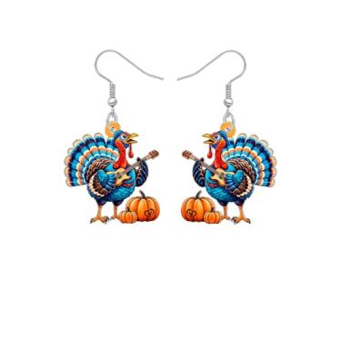Imagem de Brincos fofos de outono com pingente de peru com música de Ação de Graças, presentes de Natal para mulheres, família, brincos com tema musical engraçado, joias de outono, presentes de agradecimento