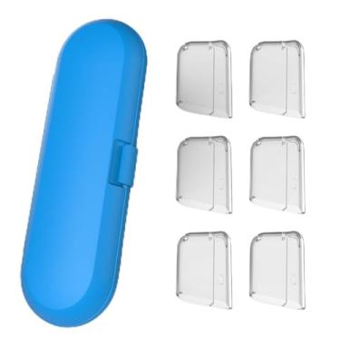 Imagem de Estojo de viagem compatível com escova de dentes elétrica Philips Sonicare e 6 peças de capas de cabeça de escova de dentes reutilizáveis compatíveis com cabeças de escova de dentes Philips Sonicare