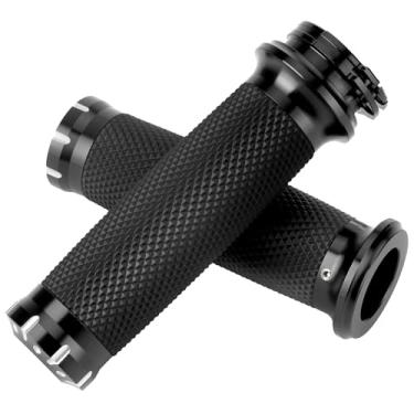 Imagem de Punhos de guidão de 25 mm universal para Harley Davidson Dyna Sportster 883 1200 Road King Electra Glide Softail Touring (preto)