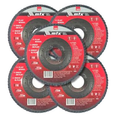 Imagem de Kit 5 Discos de Lixa Flap Fibra 4,1/2 GR 80 Mtx