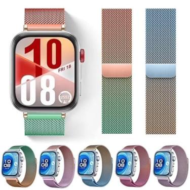 Imagem de Pulseira magnética de metal para Huawei Watch Fit 4 Pro/Fit 4 / Fit 3 xDfind com laço gradiente milanês (roxo dégradé rosa)