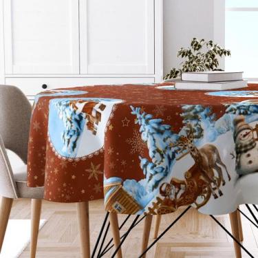 Imagem de Toalha Mesa Plástica Térmica Feliz Natal Redonda 1,38 - IDEALIZA