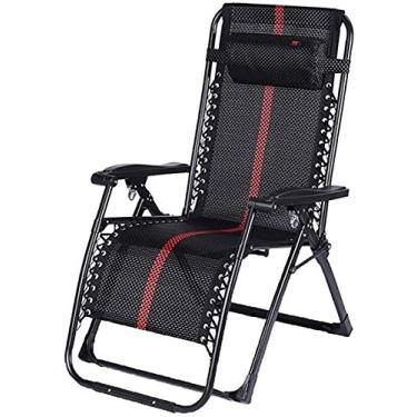 Imagem de YYBOES Espreguiçadeira leve e dobrável para jardim, espreguiçadeira reclinável, espreguiçadeiras largas e espessas, para escritório, varanda, almoço, cadeiras reclináveis, dobráveis, pré