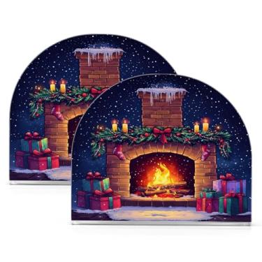 Imagem de Wassud Porta-guardanapos de acrílico para lareira quente de Natal, dispensador de guardanapos de papel moderno em forma de U para mesa, cozinha, sala de jantar, bancada 2 peças (comporta 50-60
