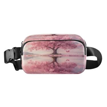 Imagem de CEBUGI Pochetes de caminhada para homens e mulheres, pochete moderna de flor de cerejeira resistente à água com cinto ajustável para treino, viagem, corrida