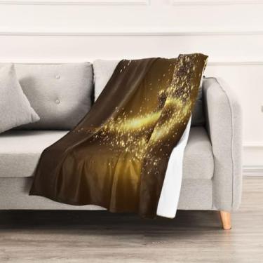 Imagem de Wassud Cobertores e mantas de Natal 152,4 x 228,6 cm cobertor dourado estrelado de árvore de Natal para sofá, cadeira e decoração de casa