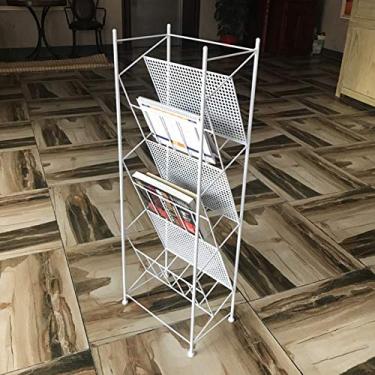 Imagem de Porta-revistas de chão dourado, suporte de revistas para casa, móvel, suporte de informações criativas