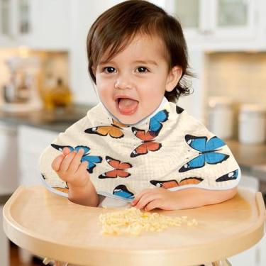 Imagem de CEBUGI Panos para Arrotar Musselina Bebê 56 x 28 cm Toalhas de Bebê Absorventes Macias Borboletas Algodão Arrotar Trapos para Bebês Meninos e Meninas Pacote com 4
