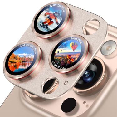 Imagem de Uyiton Estilo de câmera profissional para iPhone 16 Pro Max/16 Pro/14 Pro Max/14 Pro Protetor de lente de câmera - [tipografia exclusiva + design de círculo vermelho de lente de telefone] Capa de