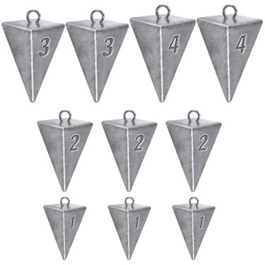 Imagem de Alwonder Kit de 10 peças de chumbadas pirâmide, 28 g, 59 ml, 85 g, 113 g, pesos, pesca de surfe, chumbada, peso de chumbo, chumbada, sem rolos, para água salgada de água doce