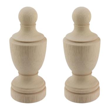 Imagem de Dnyta 2 peças de acabamentos de madeira decorativos, acabamentos de escultura em madeira inacabados para artesanato colunas de apoio de braço de escada de madeira para uso interno decoração de casa