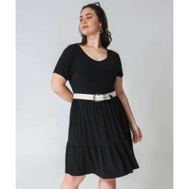 Imagem de Vestido Plus Size Feminino Babado Marisa Preto-10002, G3, Preto