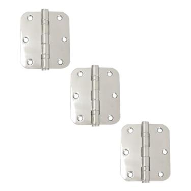 Imagem de DECORPLACE, Dobradiças Aço Inox 304 Polido 3,5" × 3,0" × 2 mm Cantos Arredondados - 3 UN