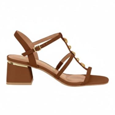 Imagem de Sandalia Feminina Vizzano Salto Bloco Tiras Dourado 6428.153