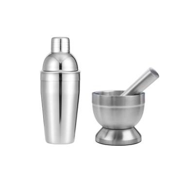 Imagem de Coqueteleira Coador e Pilao Macerador Socador Inox Bar Drink