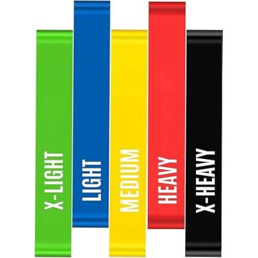 Imagem de Kit 5 Mini Bands Elásticas de Resistência para Exercícios Funcionais, Fitness, Treino em Casa, Academia e Fisioterapia